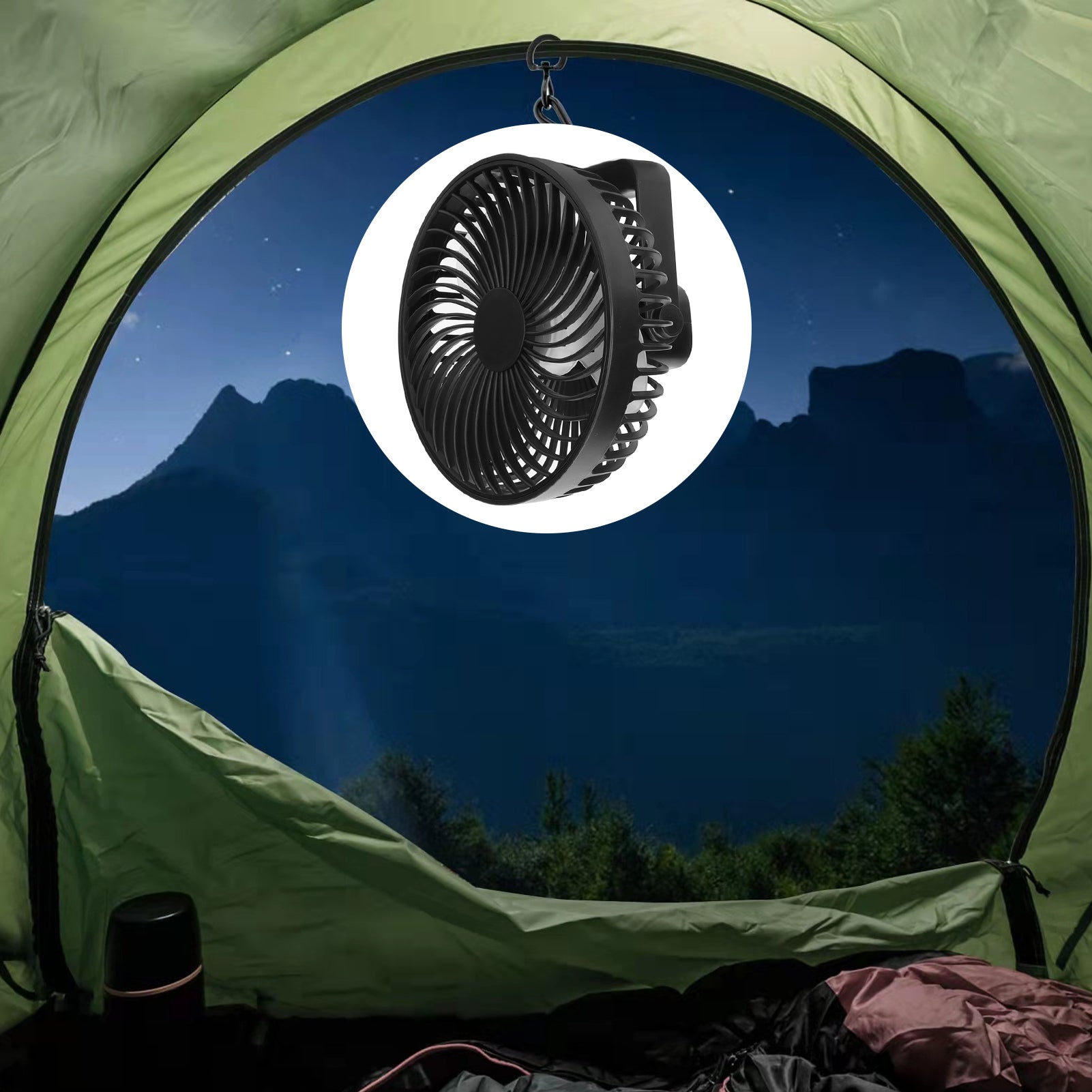 Portable Fan, Low Noise Portable Size   3 Leaves Tent Fan  For Bedroom For Camping For Office