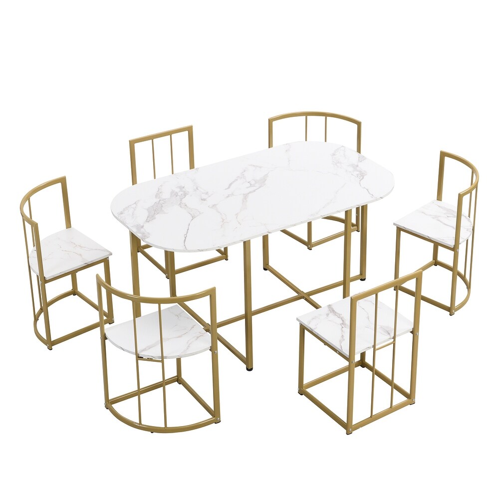 Classic Style 7 Piece Dining Set  Includes Dining Table  6 Chairs