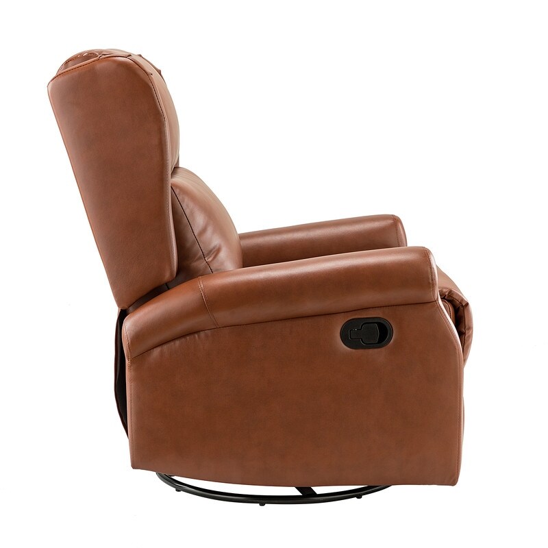 Leather Manual Swivel Recliner with Metal Base