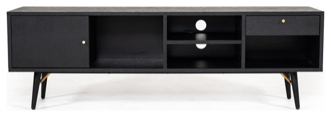 Dorina Modern Black Oak and Gold Tv Stand   Midcentury   Entertainment Centers And Tv Stands   by V.S.D Furniture  Houzz