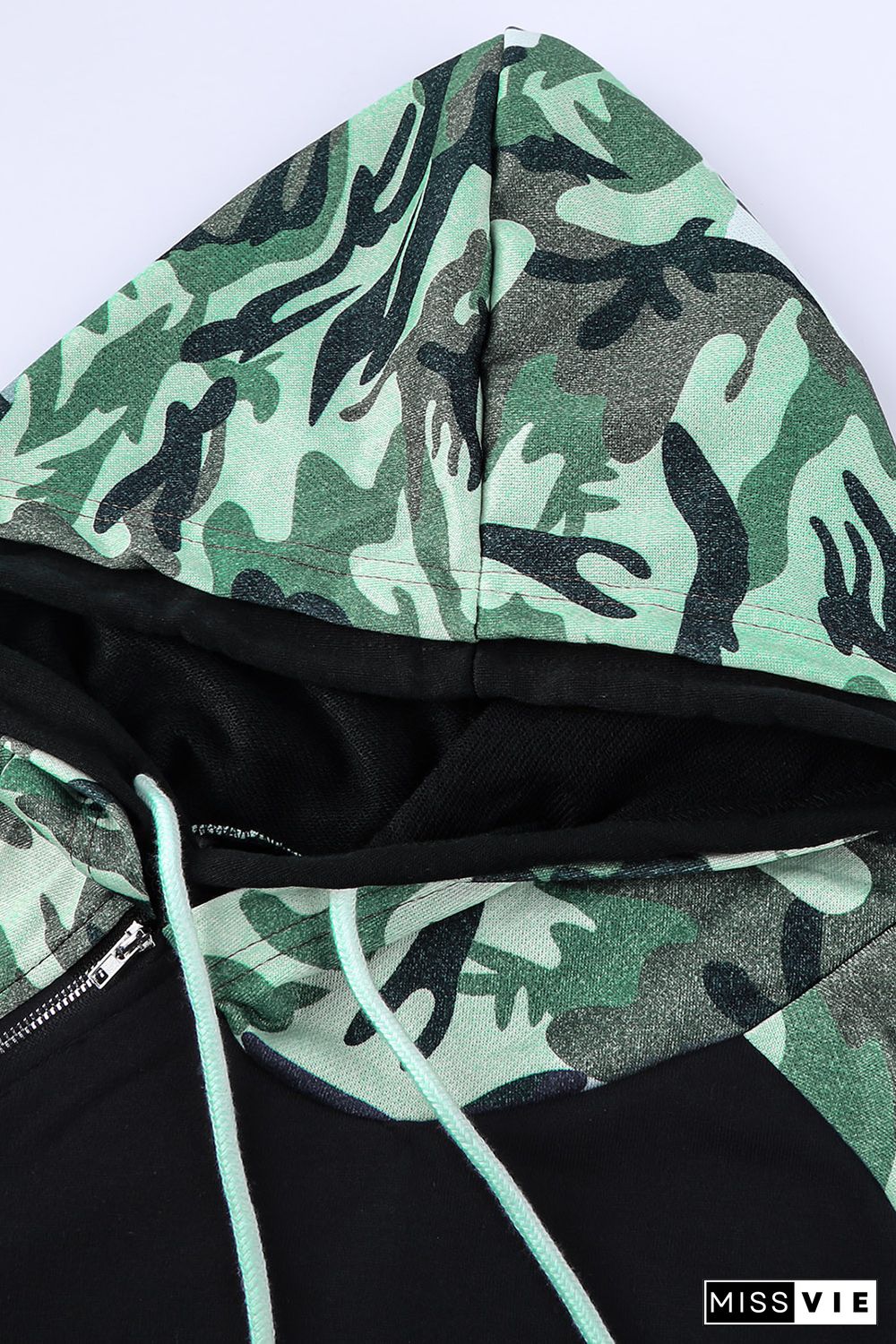 Camouflage Print Raglan Sleeve Hoodie