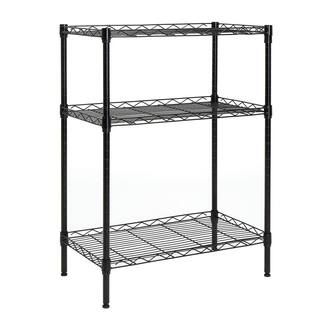 Karl home Black 3-Tier Heavy Duty Steel Freestanding Garage Storage Shelving Unit (13.4 in. W x 31.5 in. H x 23.23 in. D) 302992573228