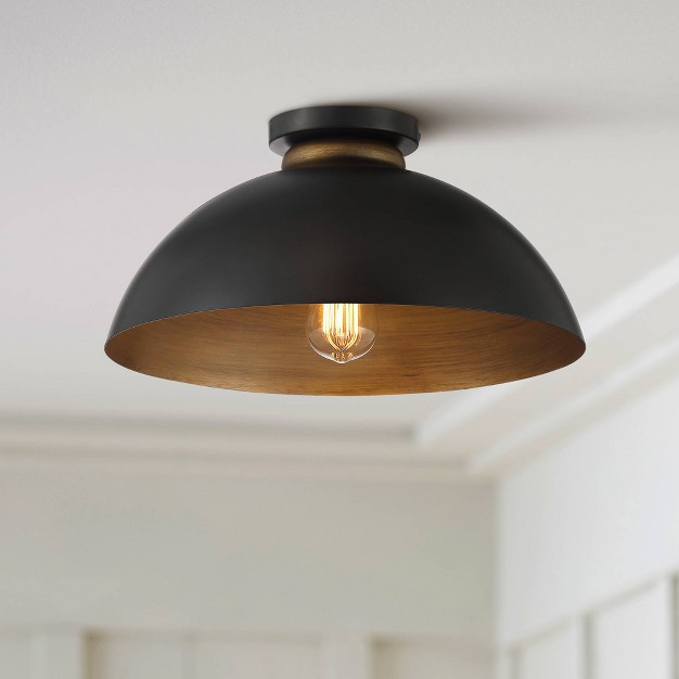 Wide Black Gold Dome Shade For Bedroom Kitchen Living Room Hallway Schoolhouse