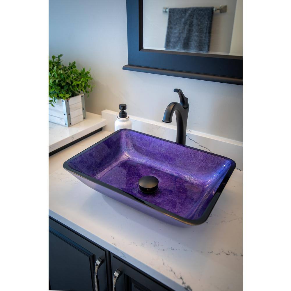 Eden Bath Purple Foil Glass Rectangular Vessel Sink EB_GS78