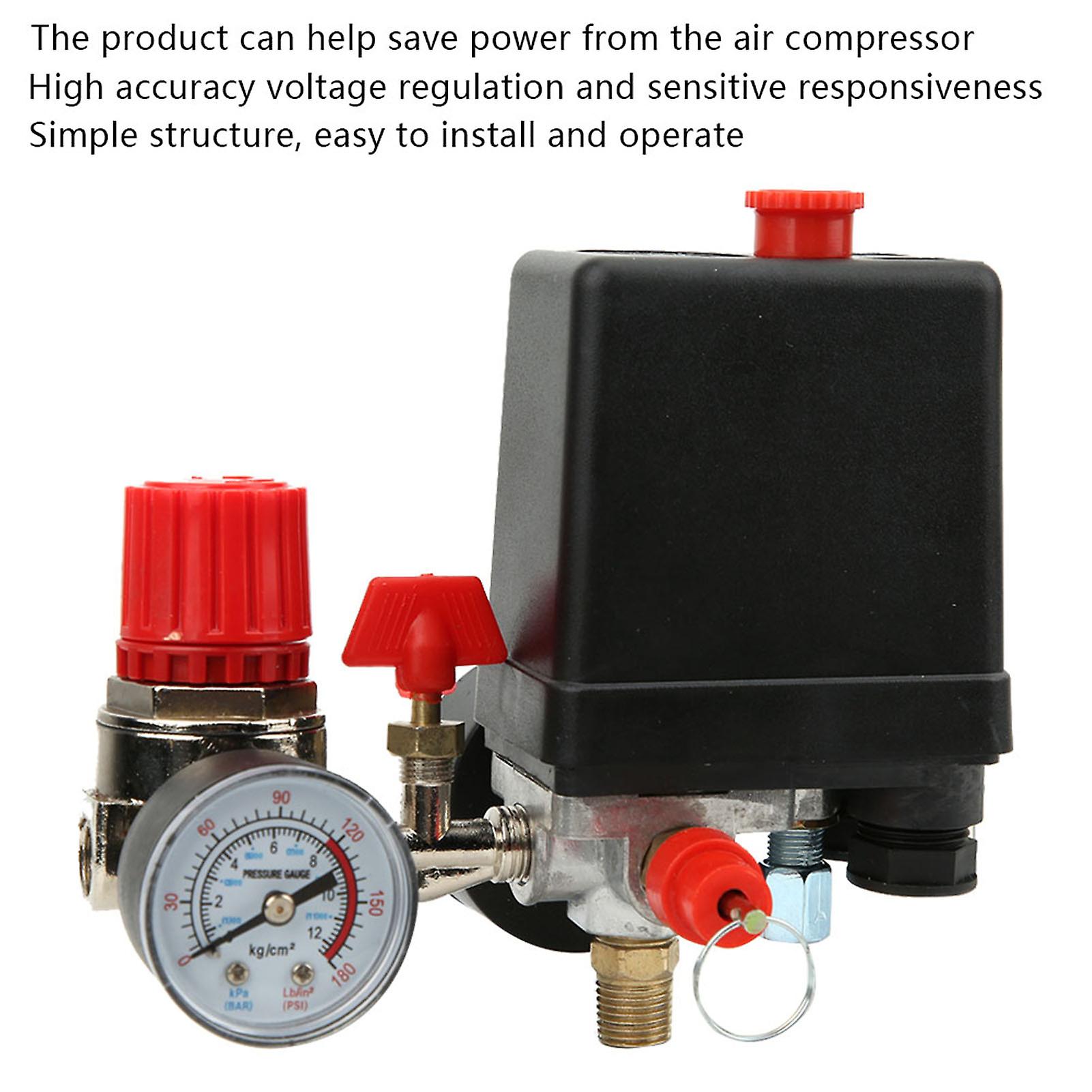 Pressure Valve Switch 4-holes Manifold Relief Regulator Gauges Air Compressor Accessories
