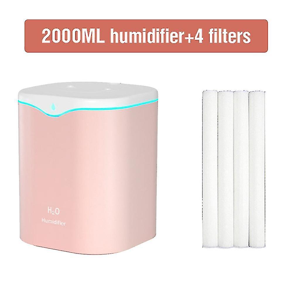 2200ml Double Nozzle Air Humidifier Oil Diffuser With Led Aromatherapy Diffuser Humidifiers Pink