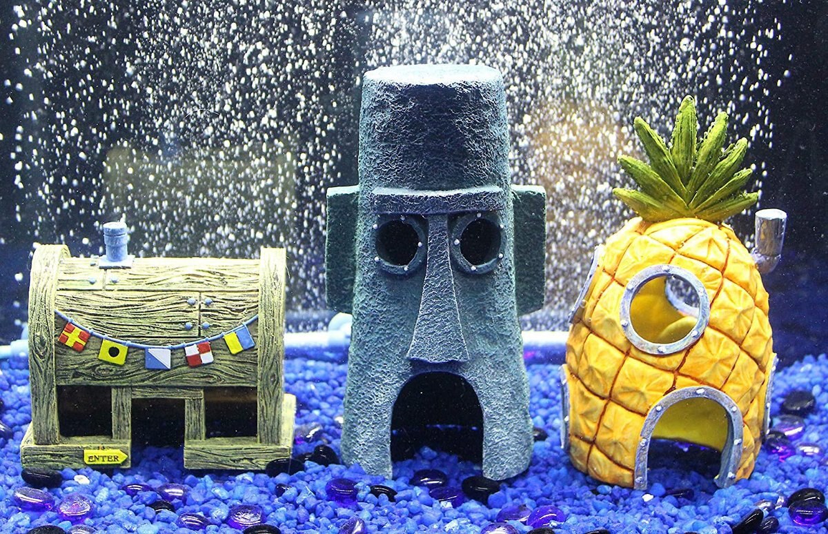 Penn-Plax SpongeBob Combo Aquarium Decor， 3 count