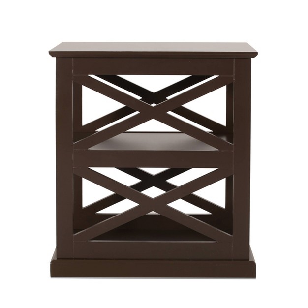 Vernon Contemporary 2 Shelf Side Table Dark Walnut Christopher Knight Home