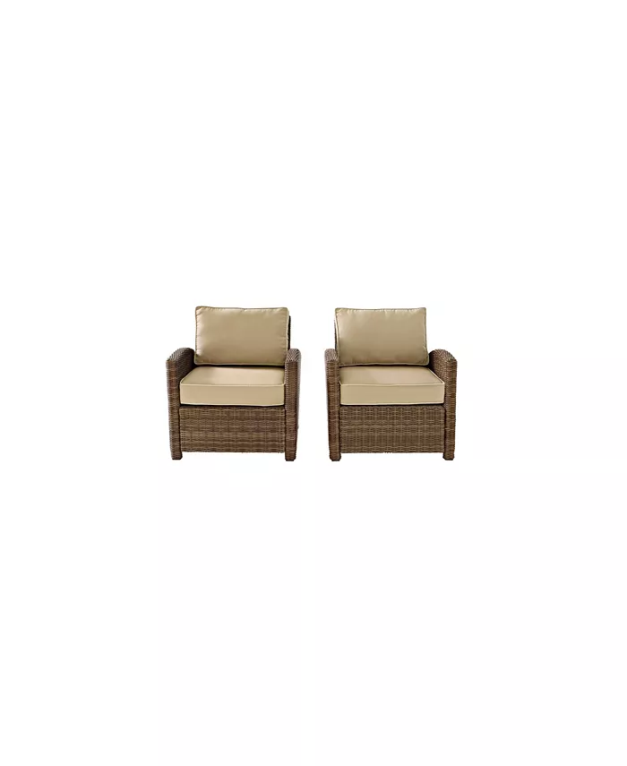 Crosley Bradenton 2 Piece Outdoor Wicker Seating Set With Cushions - 2 Arm Chairs