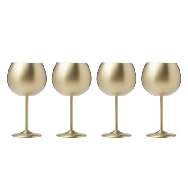 Cambridge Silversmiths Set Of 4 18oz Stainless Steel Wine Glasses Gold