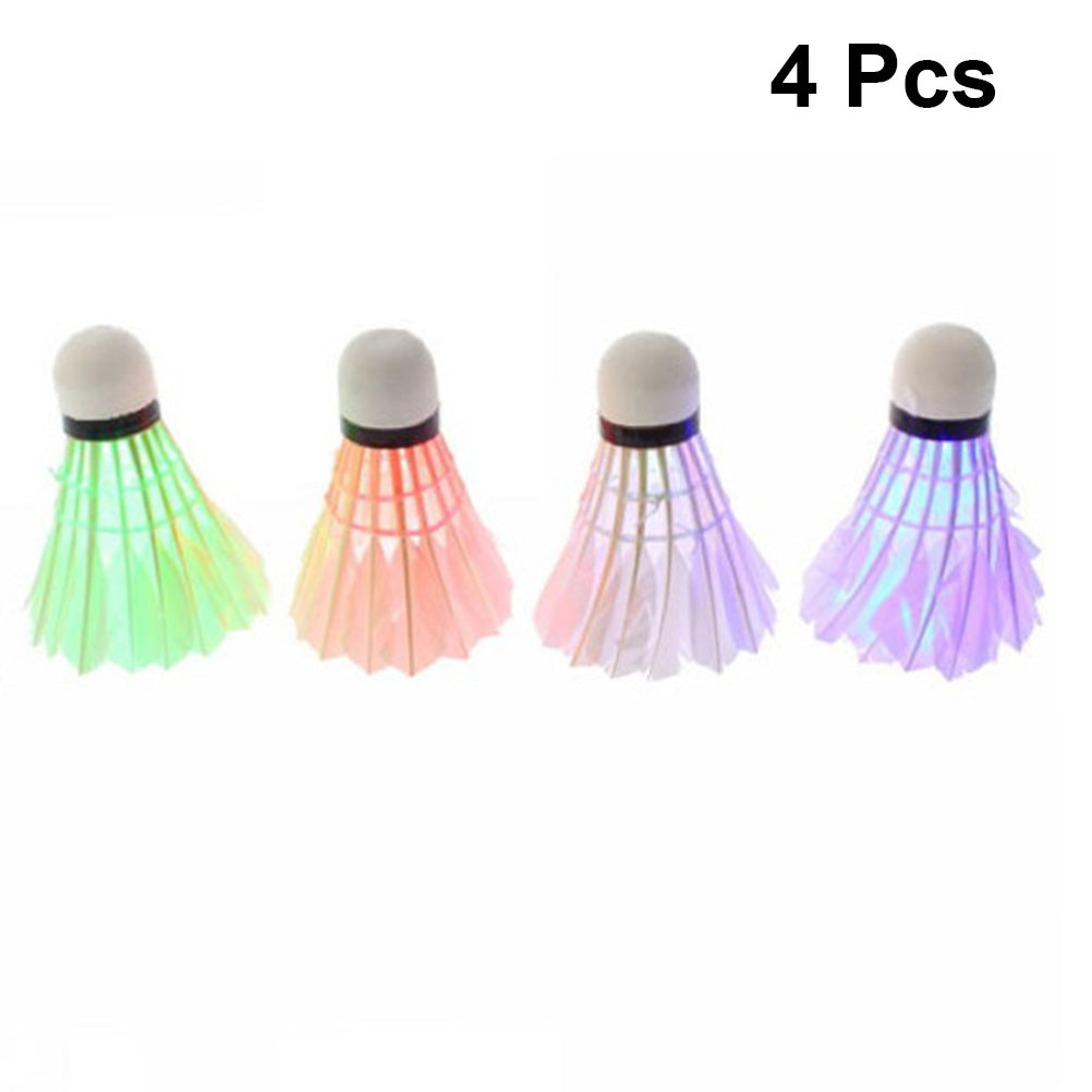 OUNONA 4pcs Novelty Sports Dark Night LED Glowing Light-up Badminton Birdies Shuttlecocks