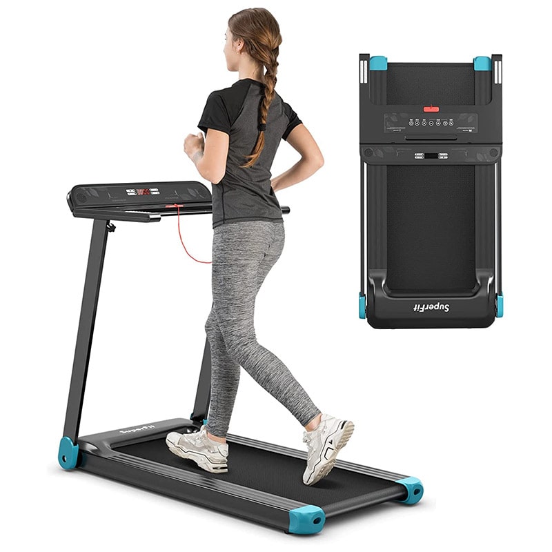 2.25HP Electric Folding Treadmill Smart APP Control Walking Running Machine with HD LED Display & Device Holder