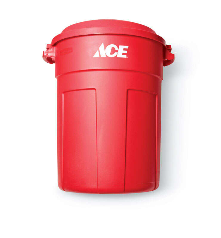 Ace Red 32 Gallon Plastic Outdoor Garbage Can with Lid