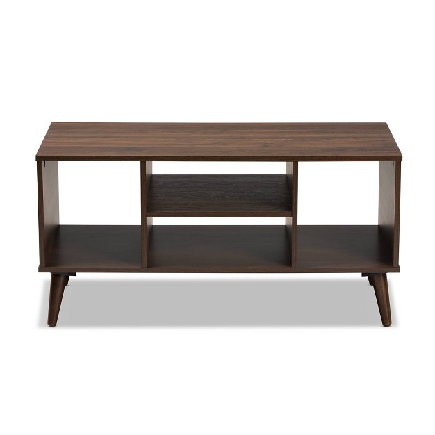 Linas Wood Coffee Table Walnut Baxton Studio