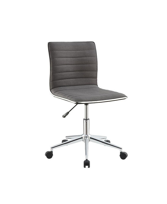 Simple Relax Fabric Upholstered Office Chair with Armless in Grey and Chrome