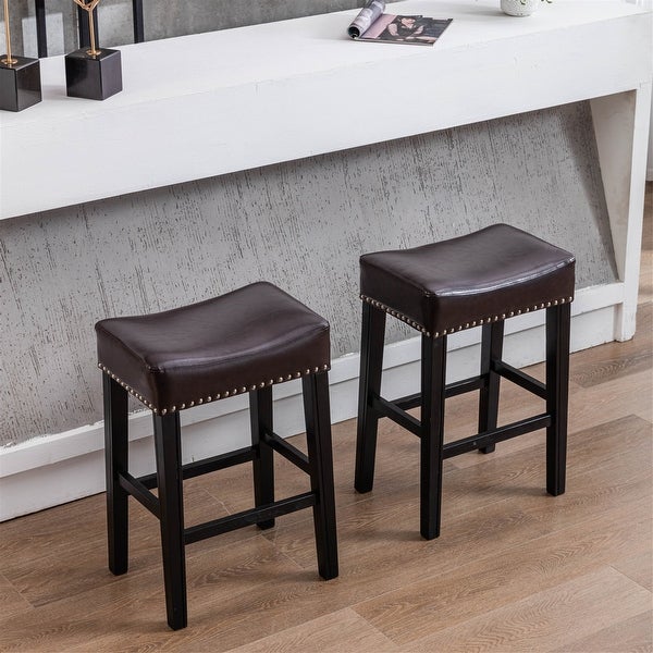 Counter Height Bar Stools， Faux Leather (Set of 2)