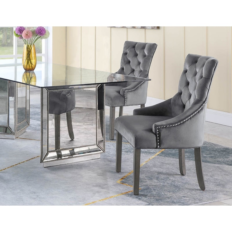 Best Master Furniture Velvet Upholstered Dining Side Chairs (Set of 2)