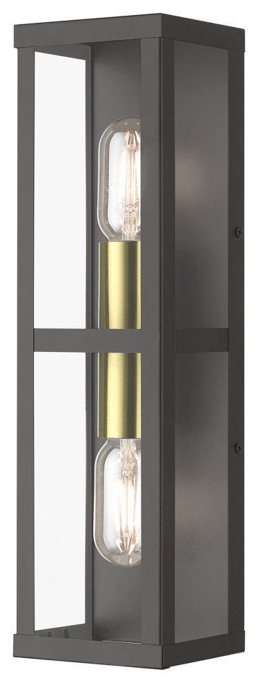 1 Light Bronze Outdoor ADA Wall Lantern  Antique Gold Finish Accents   Contemporary   Outdoor Wall Lights And Sconces   by Livex Lighting Inc.  Houzz