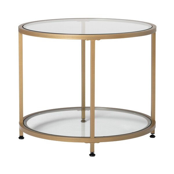 Carbon Loft Heimlich Round Glass Side Table with Metal Frame