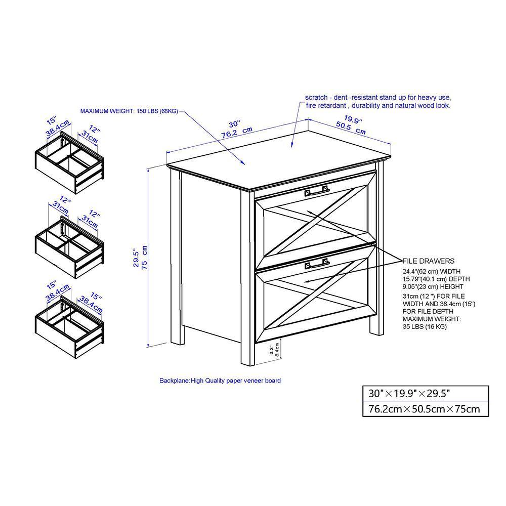 SAINT BIRCH Liam White File Cabinet SBHN4092LFWH