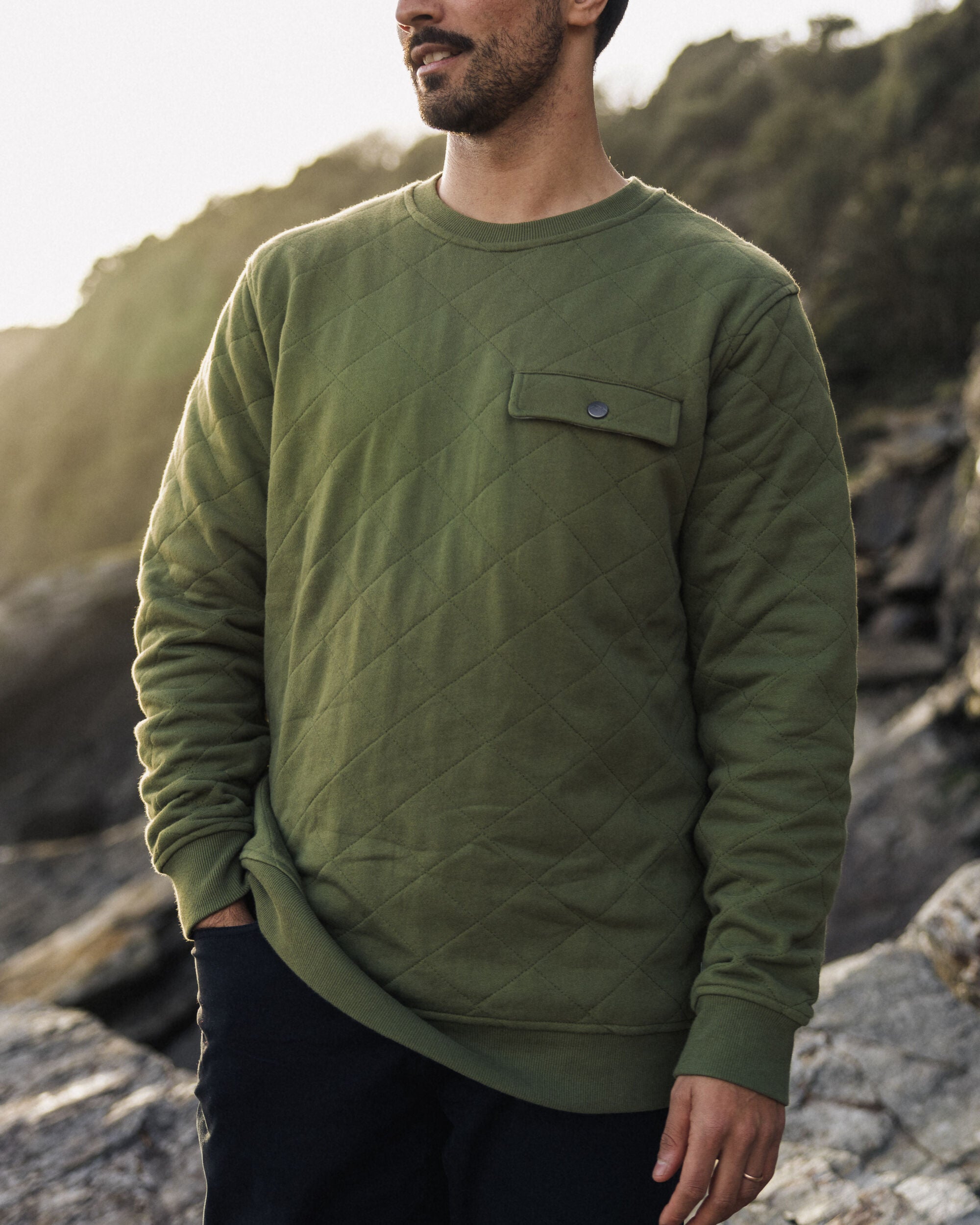 Fungi Quilted Sweatshirt - Khaki