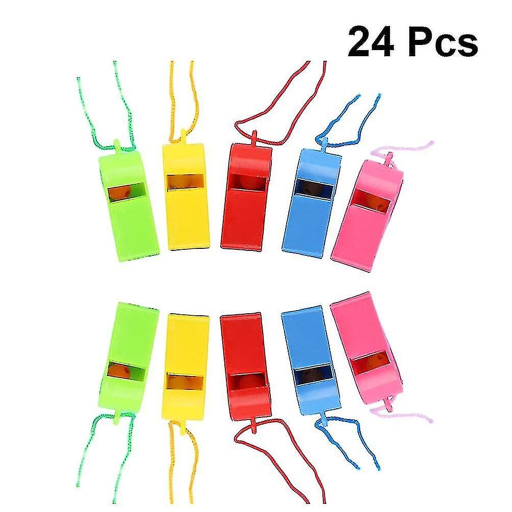 24pcs Plastic Whistles Colorful Cheering Refueling Whistles Referee Whistles Kids Toy Sporting Goods