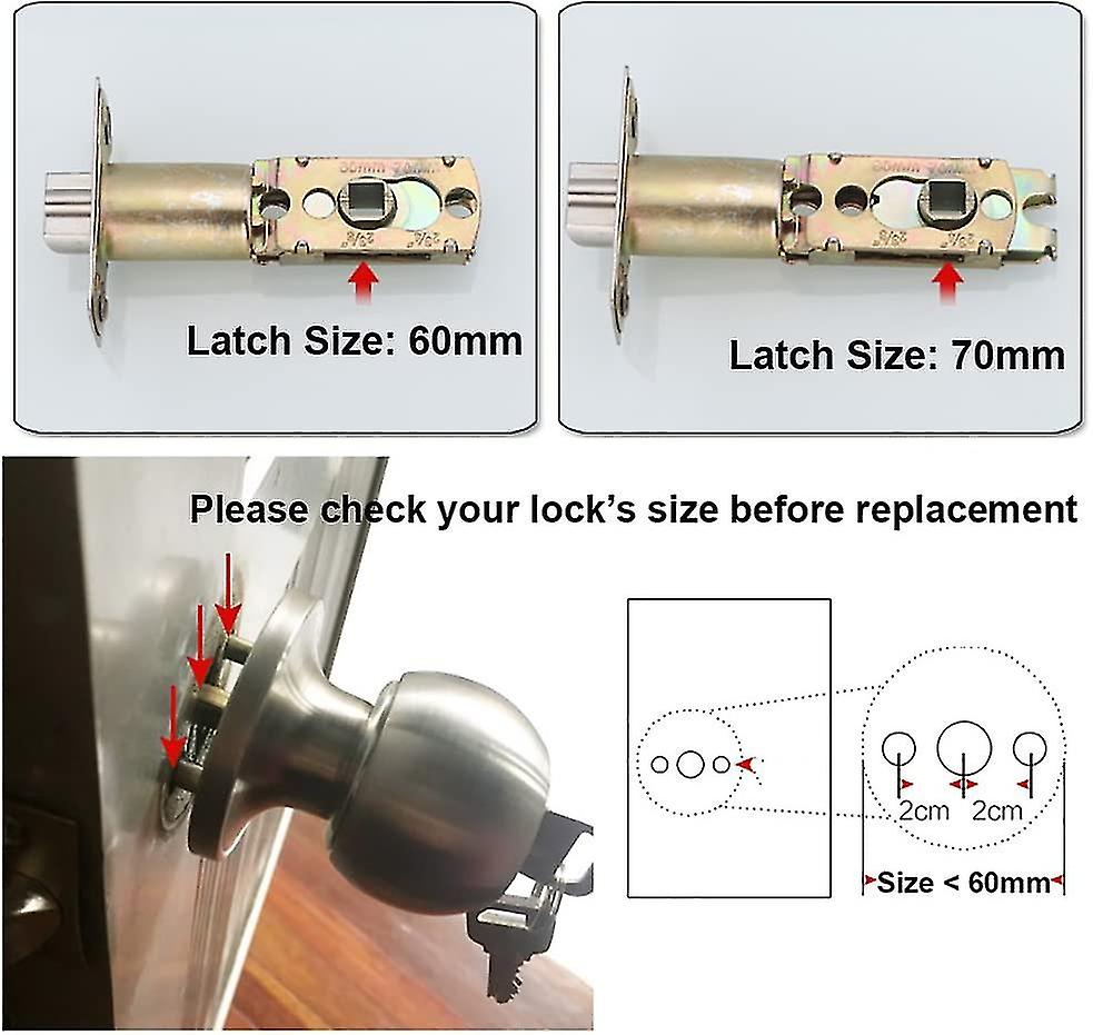 Door Handle， Round Knob Lock Door Lock， Key Lock， Latch Size 70mm