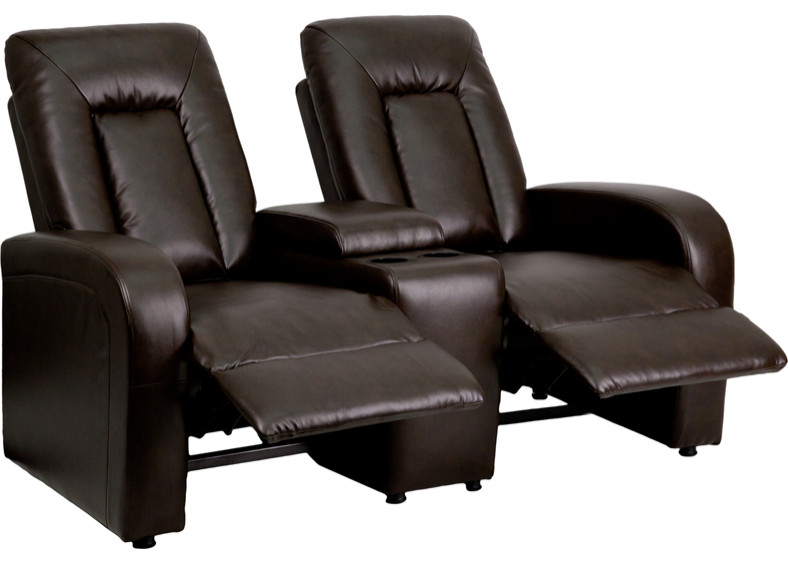 2  Seat Reclining Brown LeatherSoft Theater Seating Unit  Cup Holders   Contemporary   Theater Seating   by First of a Kind USA Inc  Houzz