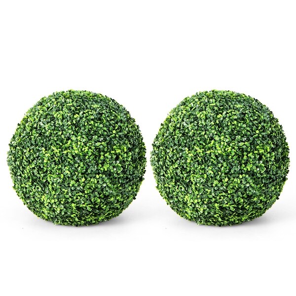 2 Pieces Artificial Boxwood Topiary UV Protected Indoor Outdoor Balls