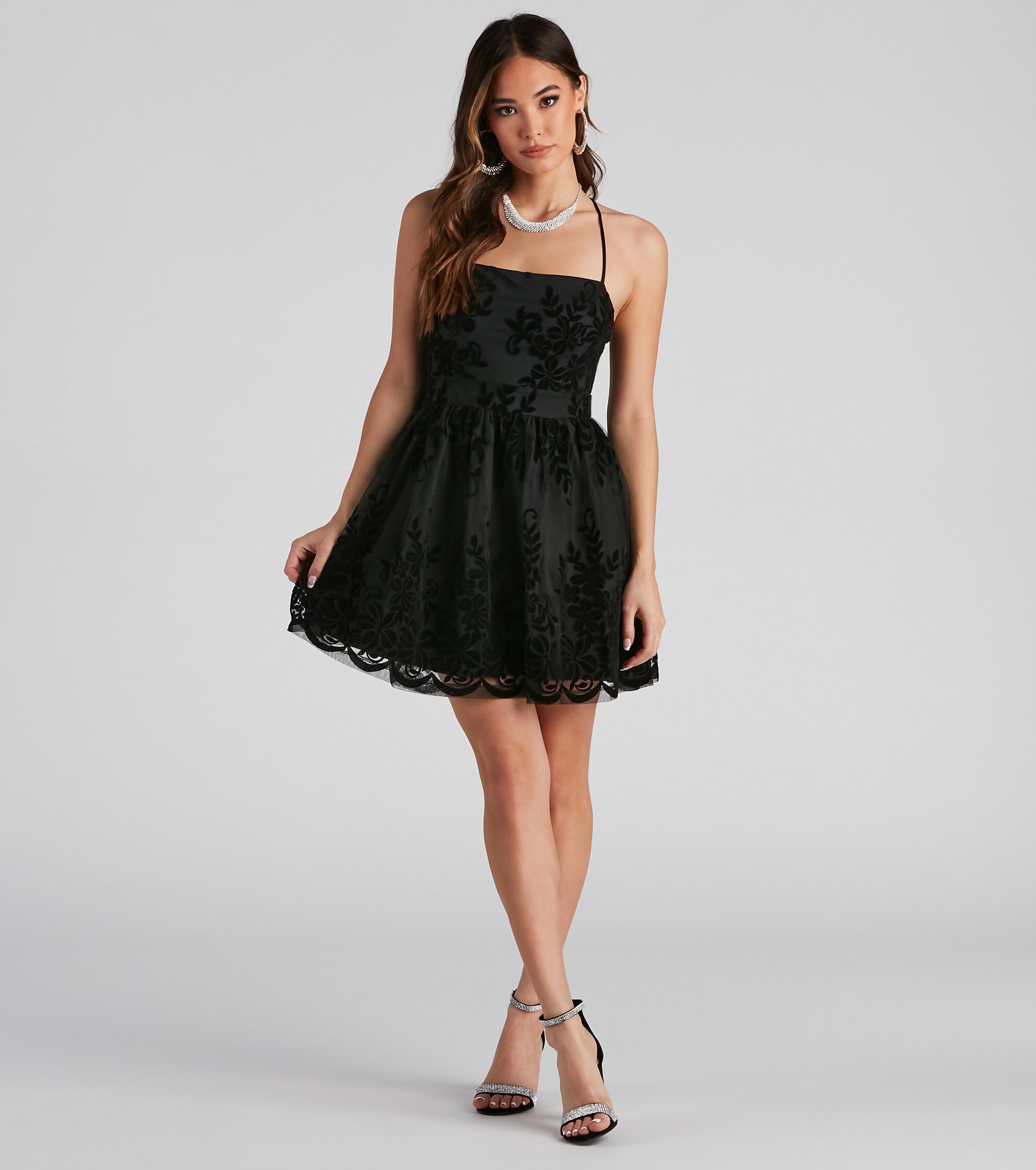 Willa Flocked Velvet Party Dress