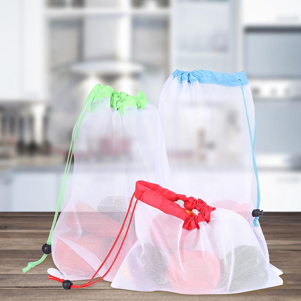 12PCS Reusable Produce Bags Eco Friendly Polyester Mesh Vegetable Fruit Toys Storage