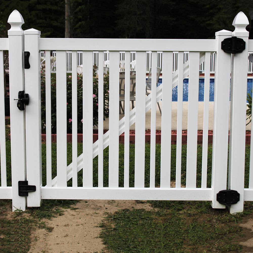 Weatherables Sarasota 7.4 ft. W x 4 ft. H White Vinyl Pool Fence Double Gate DWPO-ALTNR-4X44