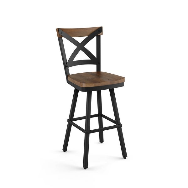 Amisco Jasper Swivel Counter and Bar Stool with Distressed Wood Seat