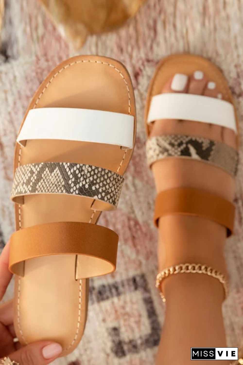 Miami Snakeskin Tri Strap Sandals