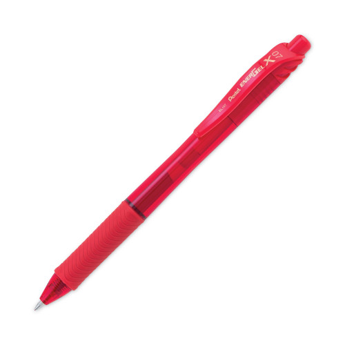 Pentel EnerGel-X Retractable Gel Pen， 0.7 mm Metal Tip， Red Ink/Barrel， Dozen (BL107B)