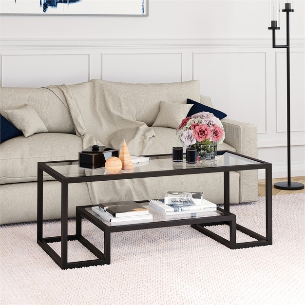 Metal Glass Geometric Coffee Table In Black Henn amp hart