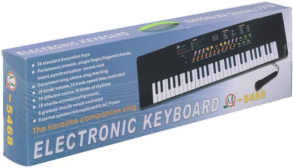 54-Key Electronic Keyboard Piano with LED Digital Display, Portable Electronic Musical Instrument with Microphone & Adapter