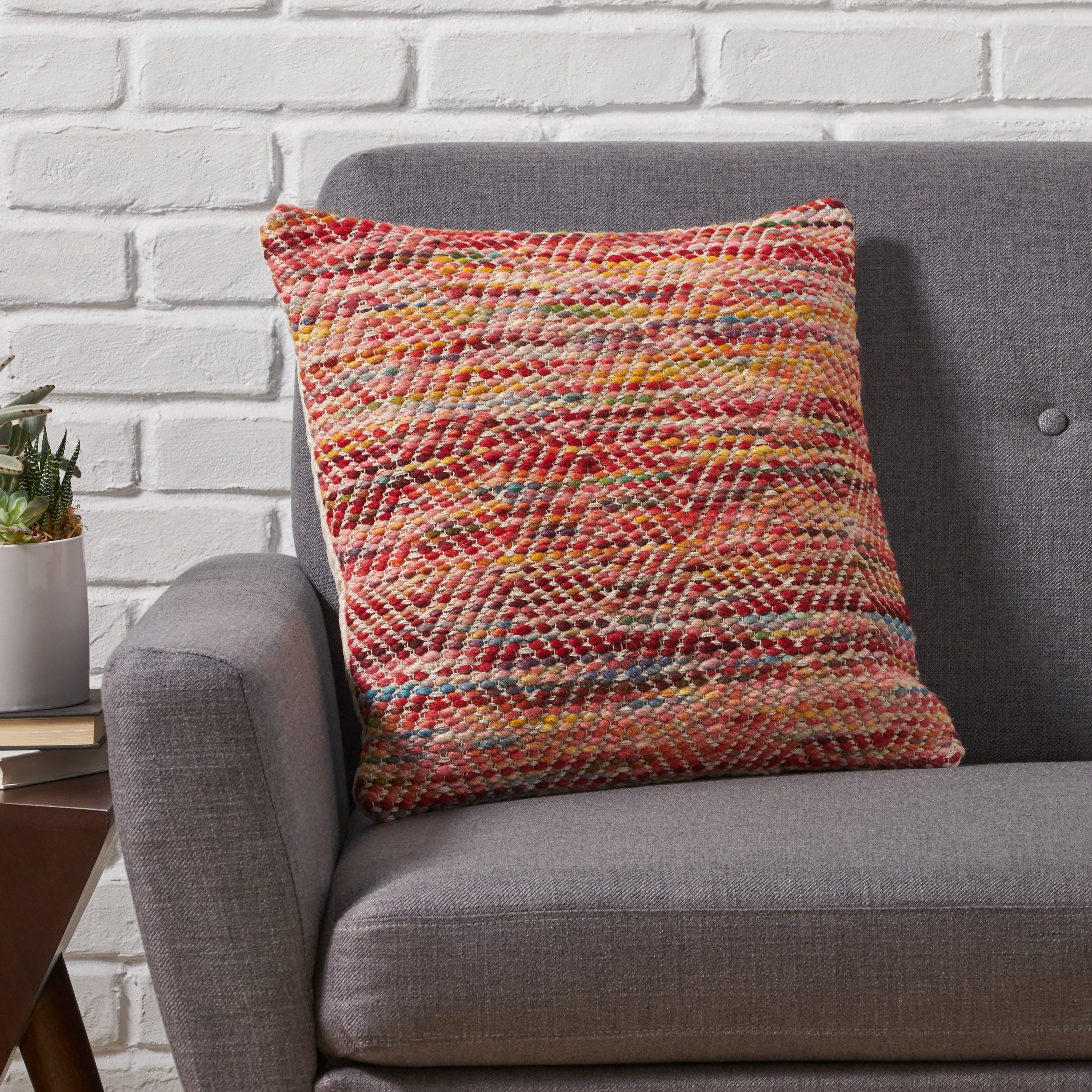 Indee Boho Cotton and Wool Throw Pillow