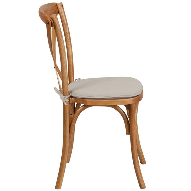 Merrick Lane Stackable Wooden Cross Back Bistro Dining Chair With Cushion