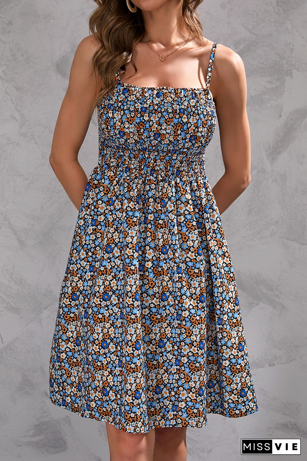 Printed Chest-wrapped Sling Dress Short Dress