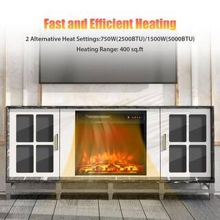 Costway 20 in. 1500-Watt Freestanding and Recessed Heater Electric Fireplace Log Flame Remote in Black FP10046US