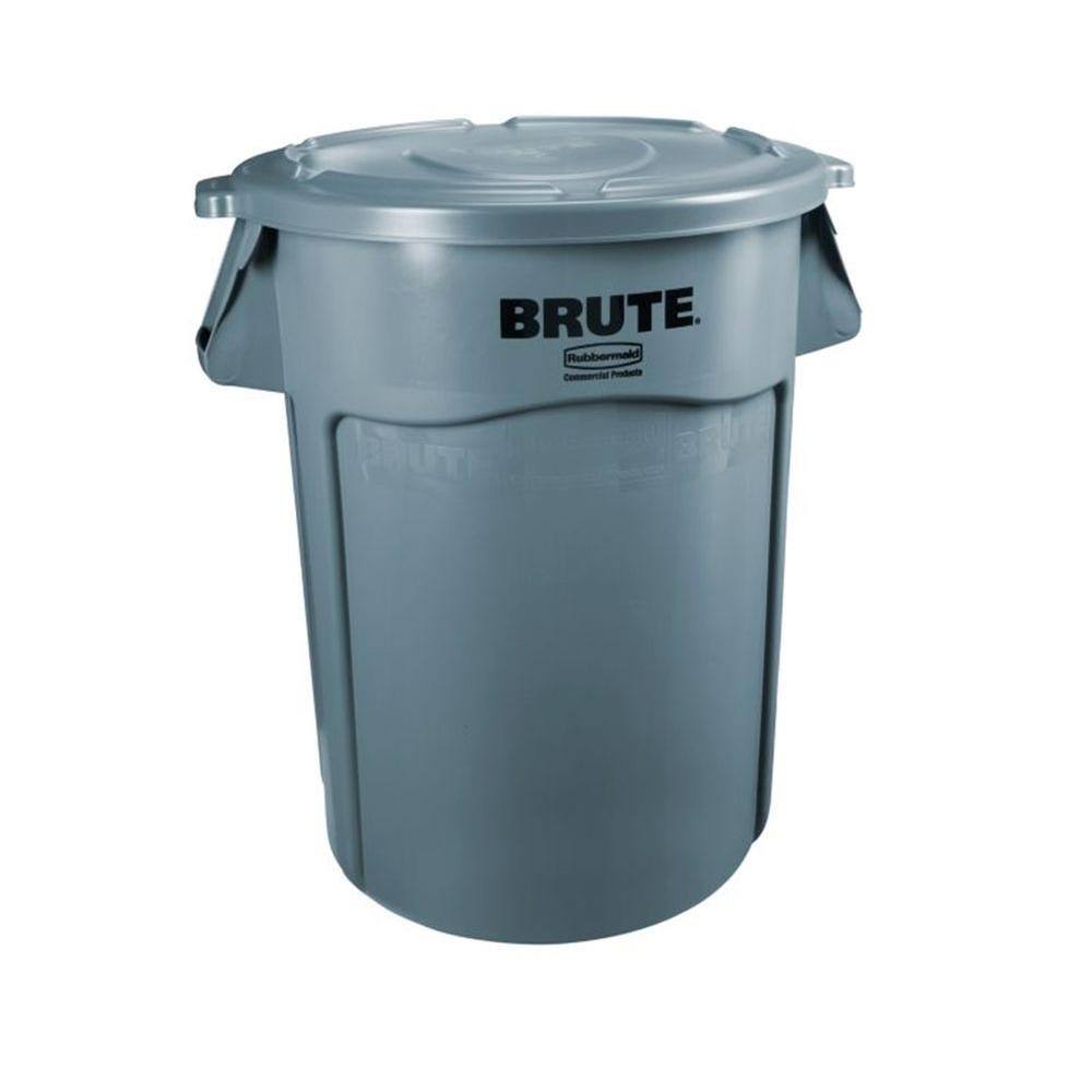 Rubbermaid Commercial Products Brute 32 Gal. Gray Round Vented Outdoor Trash Can with Lid (6-Pack) 2031188-6