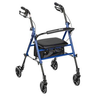 Drive Medical Adjustable Height Rollator Rolling Walker with 6 in. Wheels Blue rtl10261bl