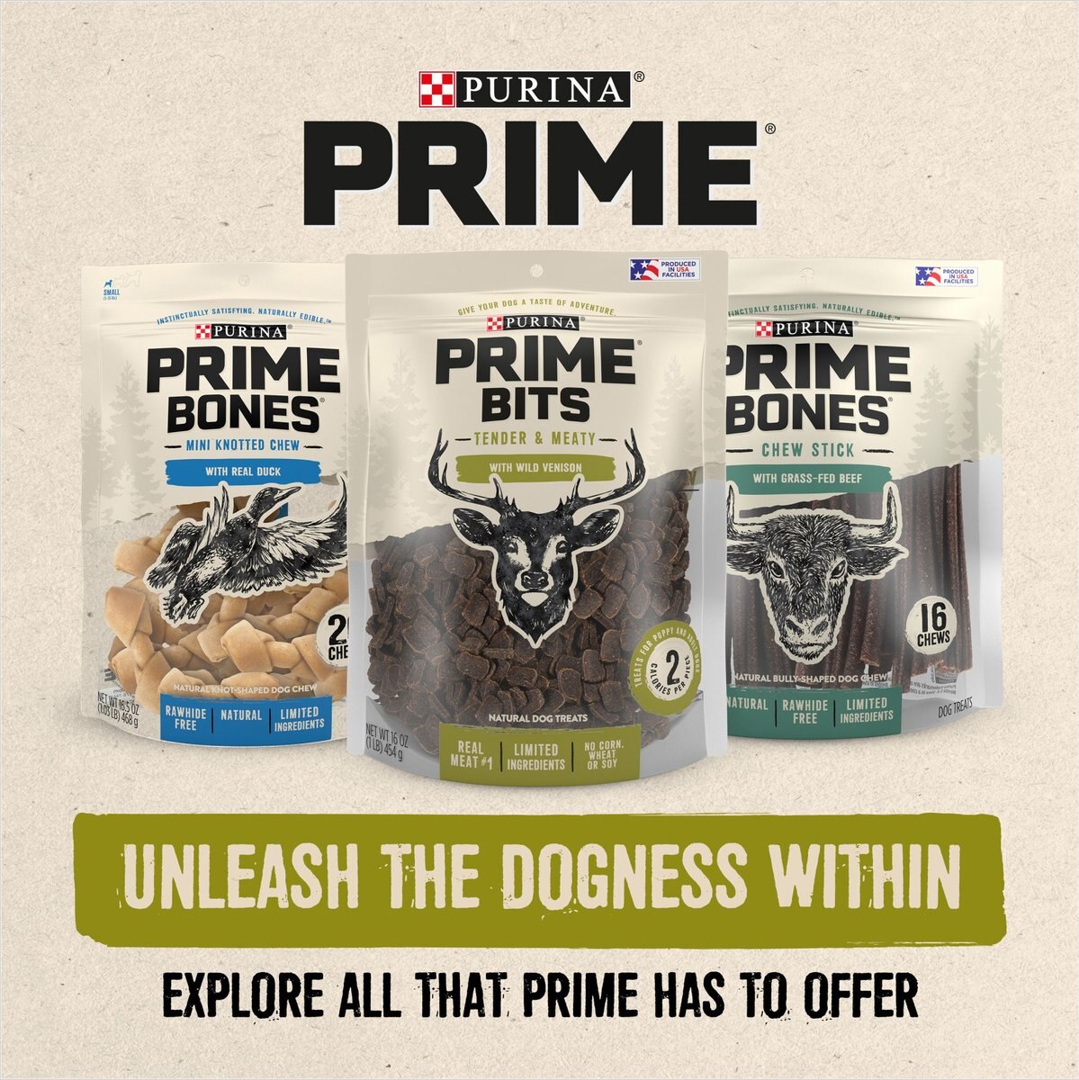 Prime Bones Prime Bits with Wild Venison All Natural Dog Treats