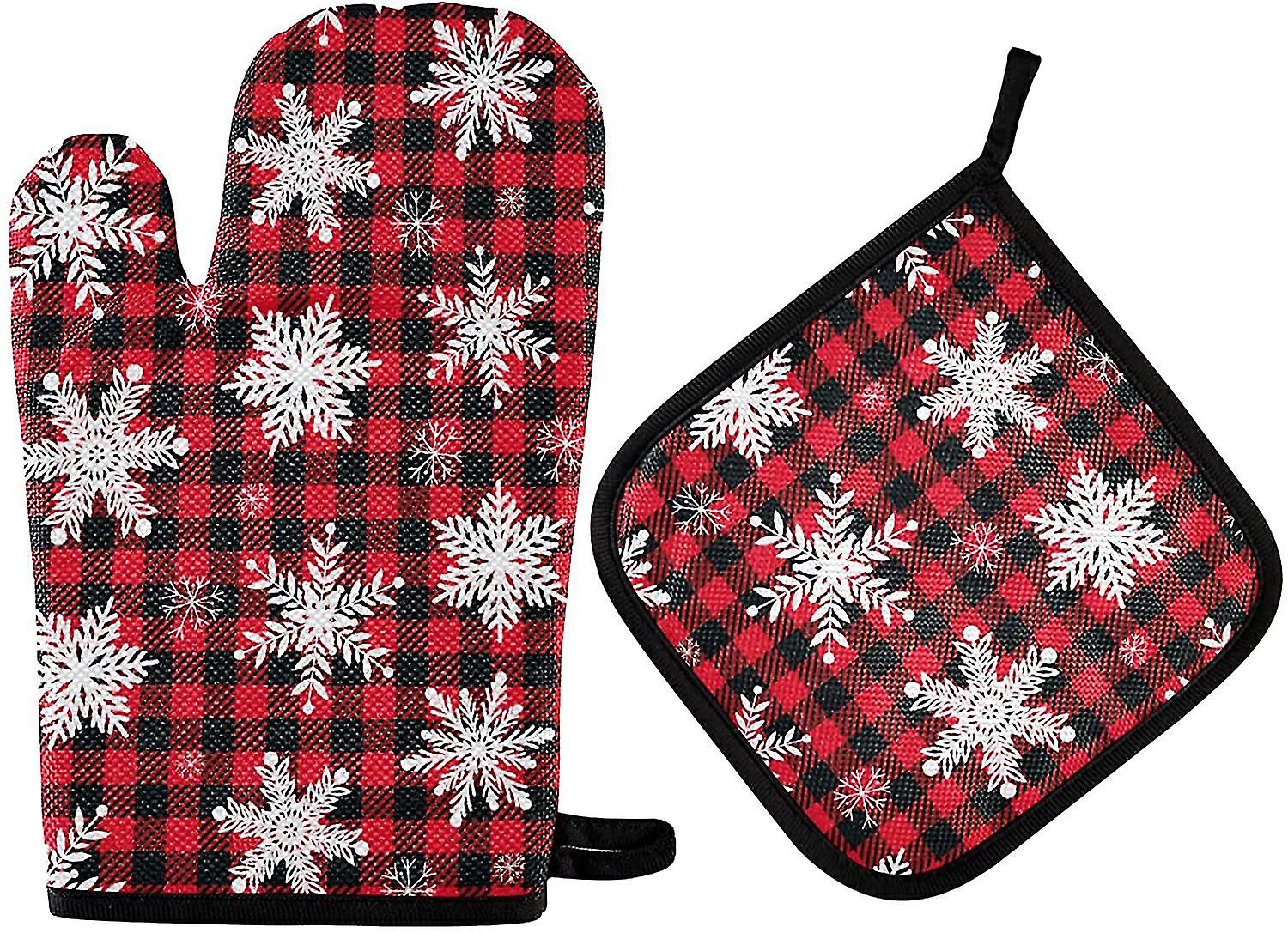 Oven Gloves And Pot Holder Set Heat Resistant Non-slip Winter Oven Gloves Heat Insulation