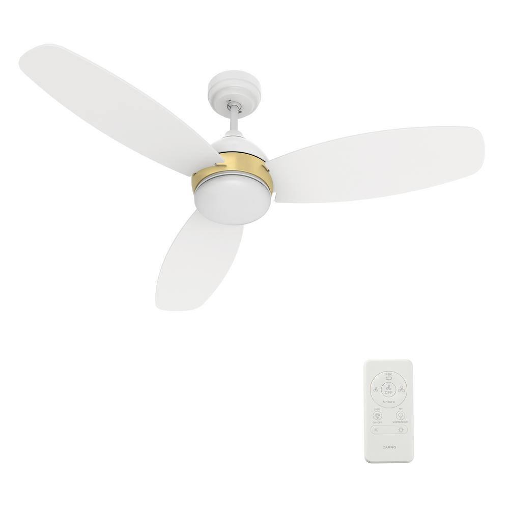 CARRO Bretton 48 in Integrated LED IndoorOutdoor White Smart Ceiling Fan with Light and Remote Works with AlexaGoogle Home