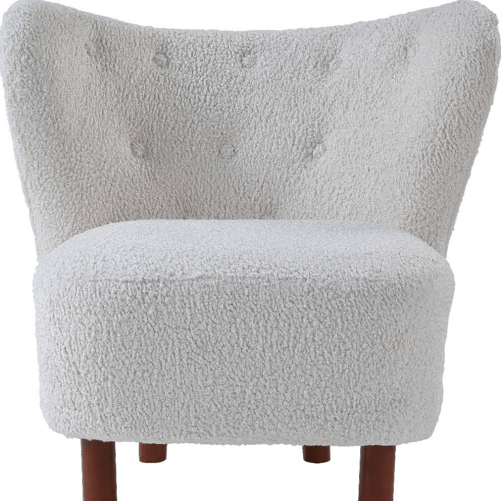 31 quotWhite Sherpa And Brown Polka Dots Wingback Chair   Transitional   Armchairs And Accent Chairs   by HomeRoots  Houzz