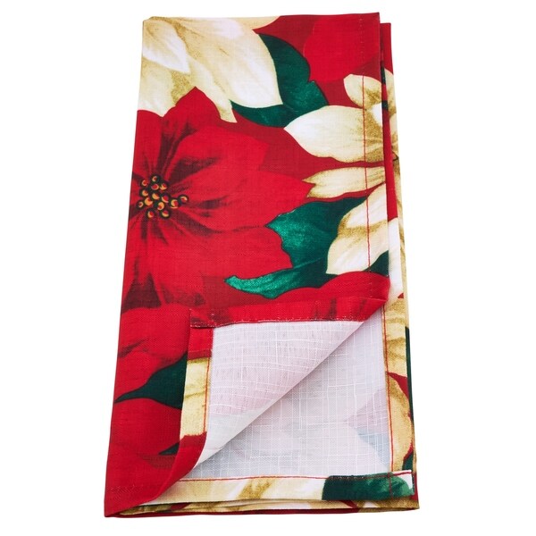 Poinsettia Cloth Dinner Napkins (Set of 12)