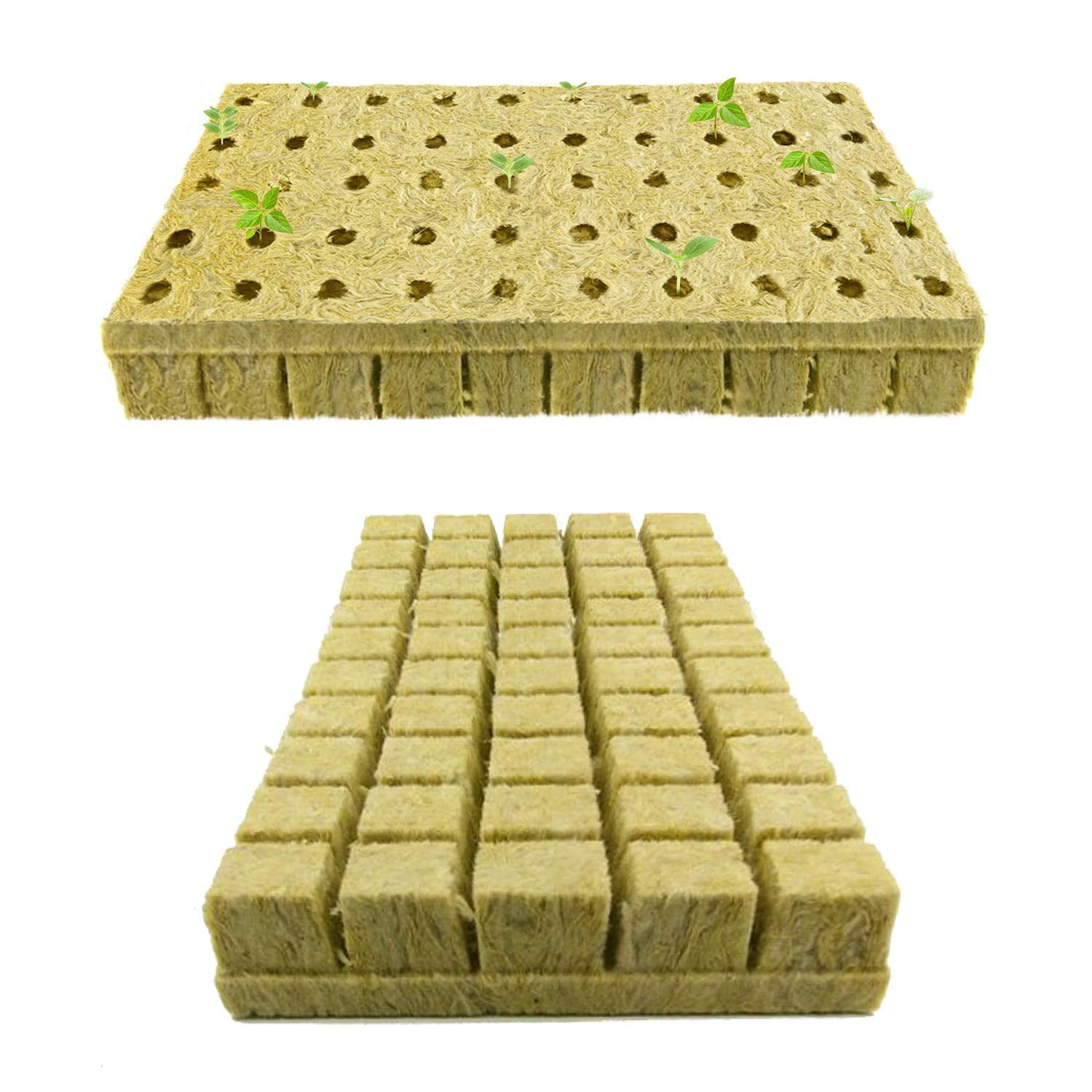 Pratico Outdoors 1 inch Rockwool Grow Cubes Seed Starter Plugs， 100 Cubes