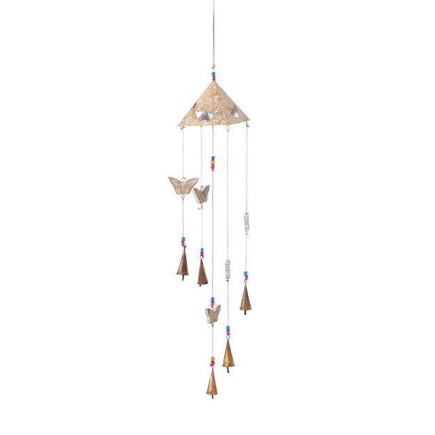 Metal Eclectic Butterfly Windchime Gold blue pink yellow Olivia amp May